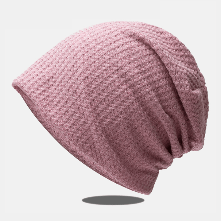 Women Autumn Winter Warmth Plaid Pattern Knitted Hat Baotou Hat Soft Breathable Elastic Adjustable Bonnet Hat Beanie Hat - MRSLM