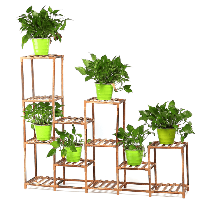 Multi-Tier Wooden Flower Pot Stand Indoor Outdoor Garden Plant Shelf Flower Succulent Storage Shelves Rack Display - MRSLM