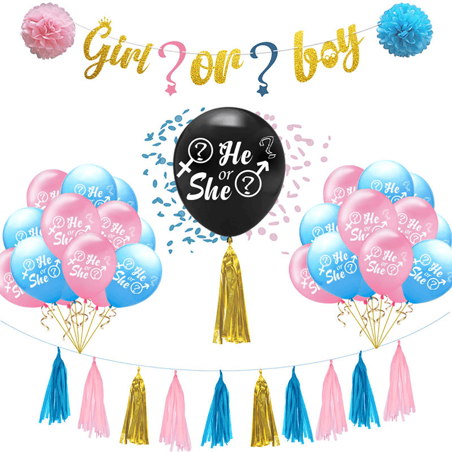Latex Balloons Boy or Girl/He or She Creative Party Baby Shower Supply Party Decorations - MRSLM
