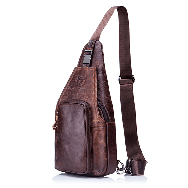 Bullcaptain® Men Leather Chest Bag Vintage Travel Fashion Crossbody Shoulder Bag - MRSLM