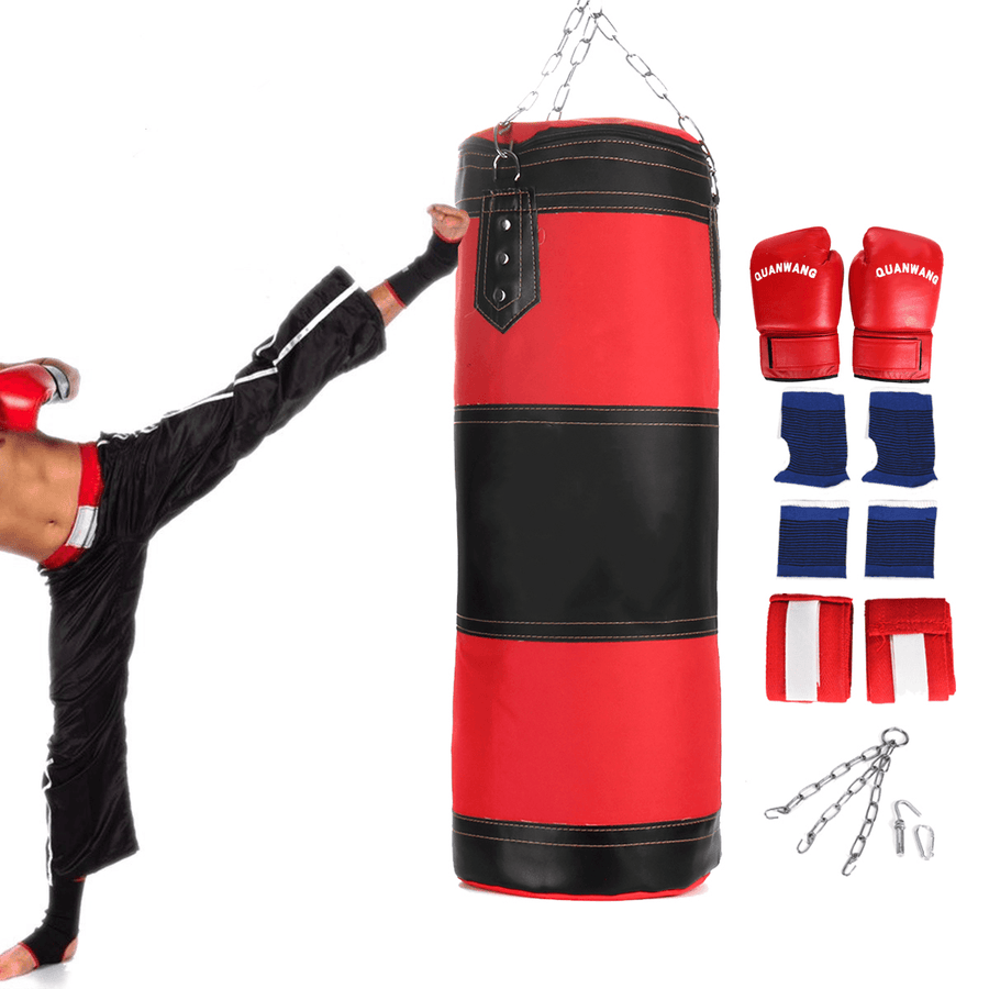 Boxing Sandbag Kit Punch Bag Boxing Gloves Steel Chains Bracers Safety Buckle Sanda Equipments - MRSLM