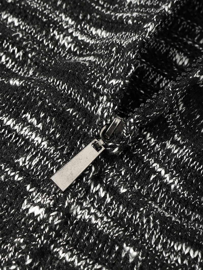 Mens Vintage Knitted Zipper Hooded Sweater Cardigans with Side Pocket - MRSLM