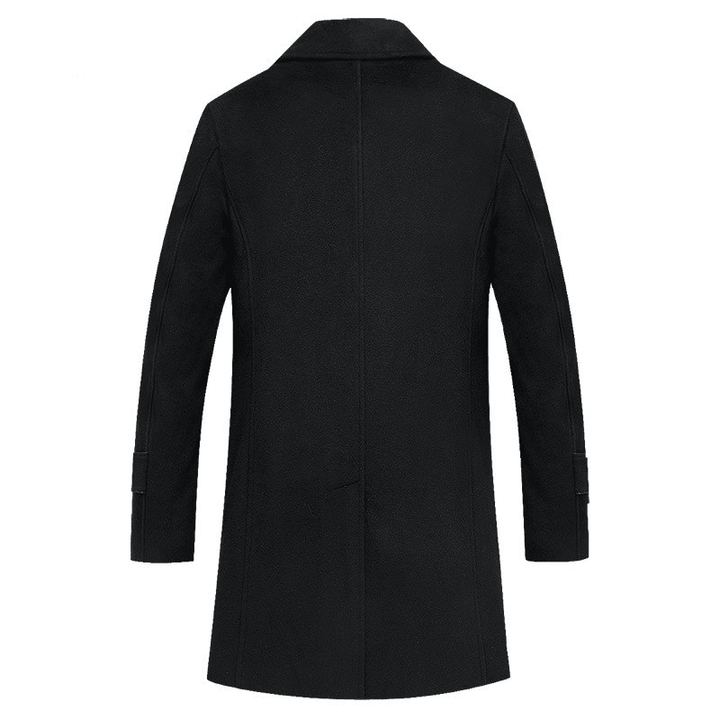 New Men'S Long Coat Lapel Woolen Coat Business Wool - MRSLM