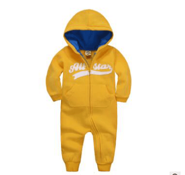 Baby Onesies Autumn and Winter Baby Clothes Baby plus Velvet Hood Long-Sleeved Romper Romper Children'S Clothing - MRSLM