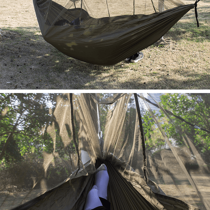 260X140Cm Double Outdoor Travel Camping Hanging Hammock Bed W/ Mosquito Net Kit - MRSLM