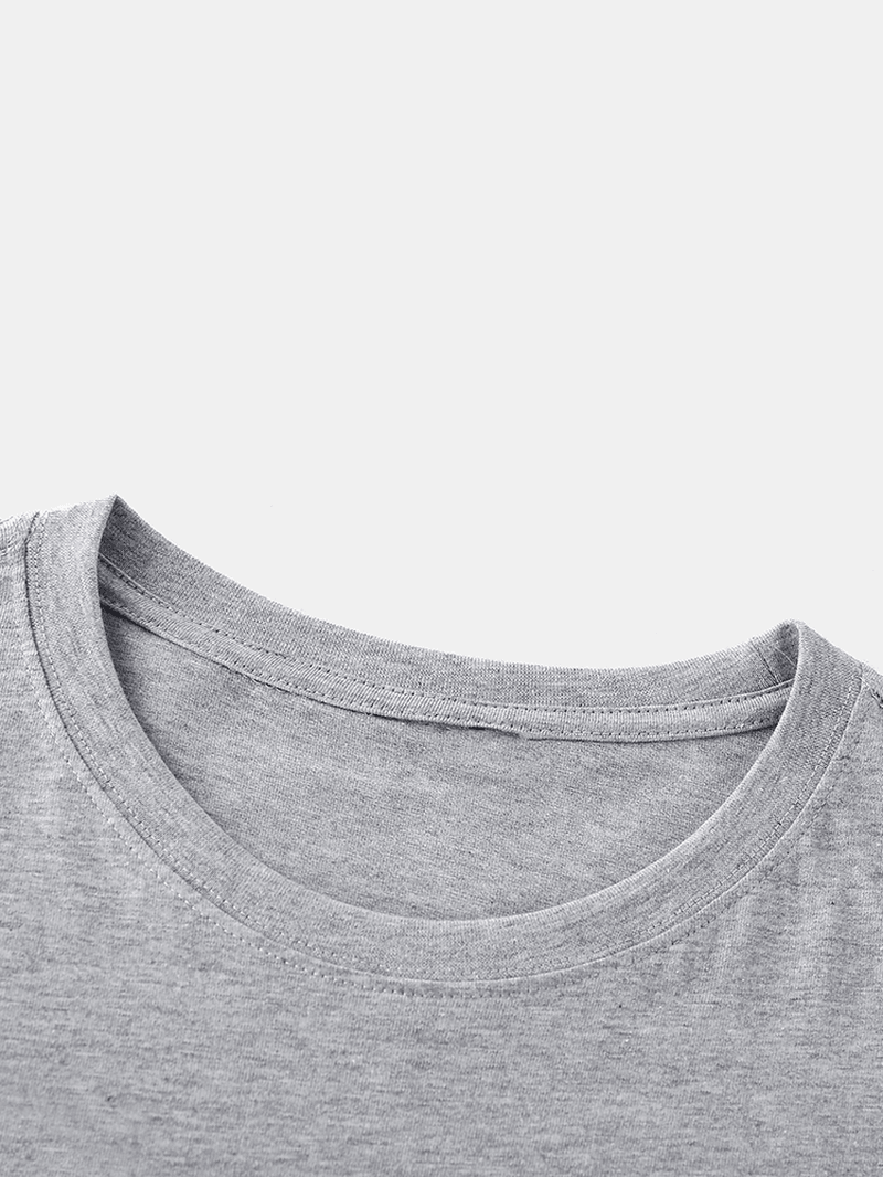 Mens 100% Cotton Stick Figure Bear Print Short Sleeve T-Shirts - MRSLM