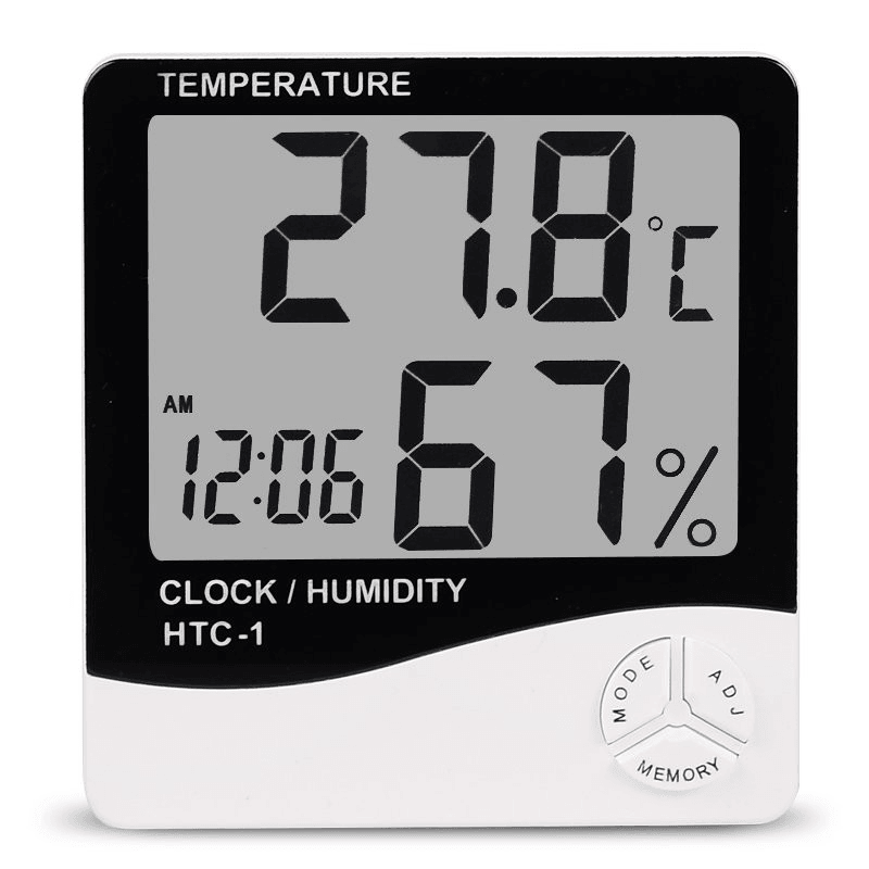 HTC-1 Digital LCD Electronic Alarm Clock Thermometer Hygrometer Weather Station Indoor Room Table - MRSLM