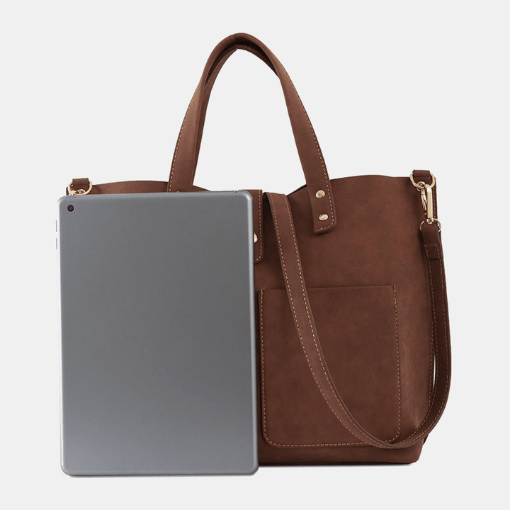 Women Vintage Large Capacity Waterproof Faux Leather Crossbody Bag Casual Handbag - MRSLM
