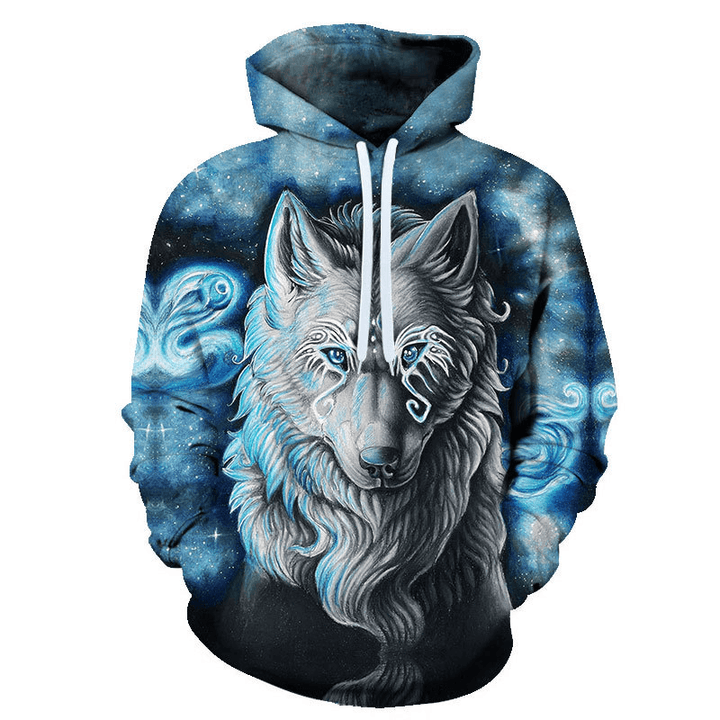 Animal Wolf 3D Digital Printing Men'S and Women'S Loose Sports Hoodie Sweater - MRSLM