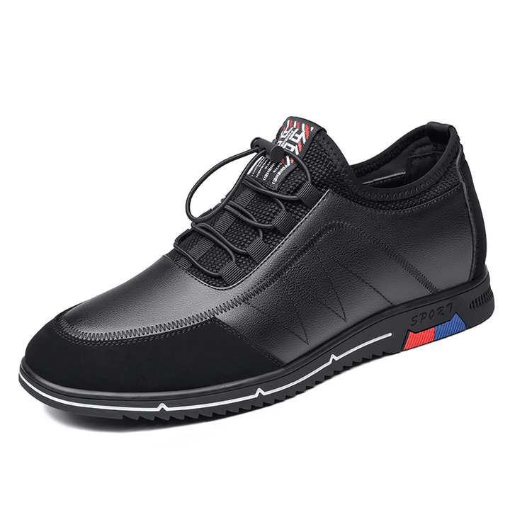Men Microfiber Leather Breathable Soft Bottom Non Slip Elastic Laces Casual Business Shoes - MRSLM