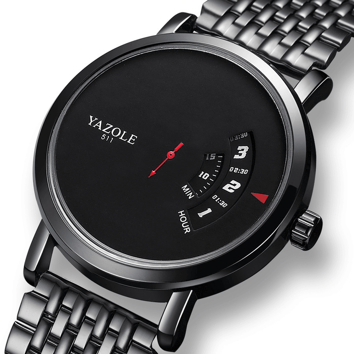 YAZOLE 509 510 511 Unique Design Men Wrist Watch Full Steel Business Style Creative Quartz Watch - MRSLM