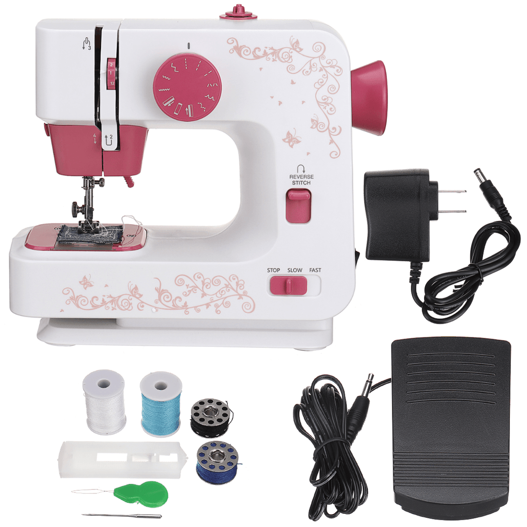 Electric Portable Sewing Machine 12 Stitches Household DIY 2 Speed Foot Pedal - MRSLM