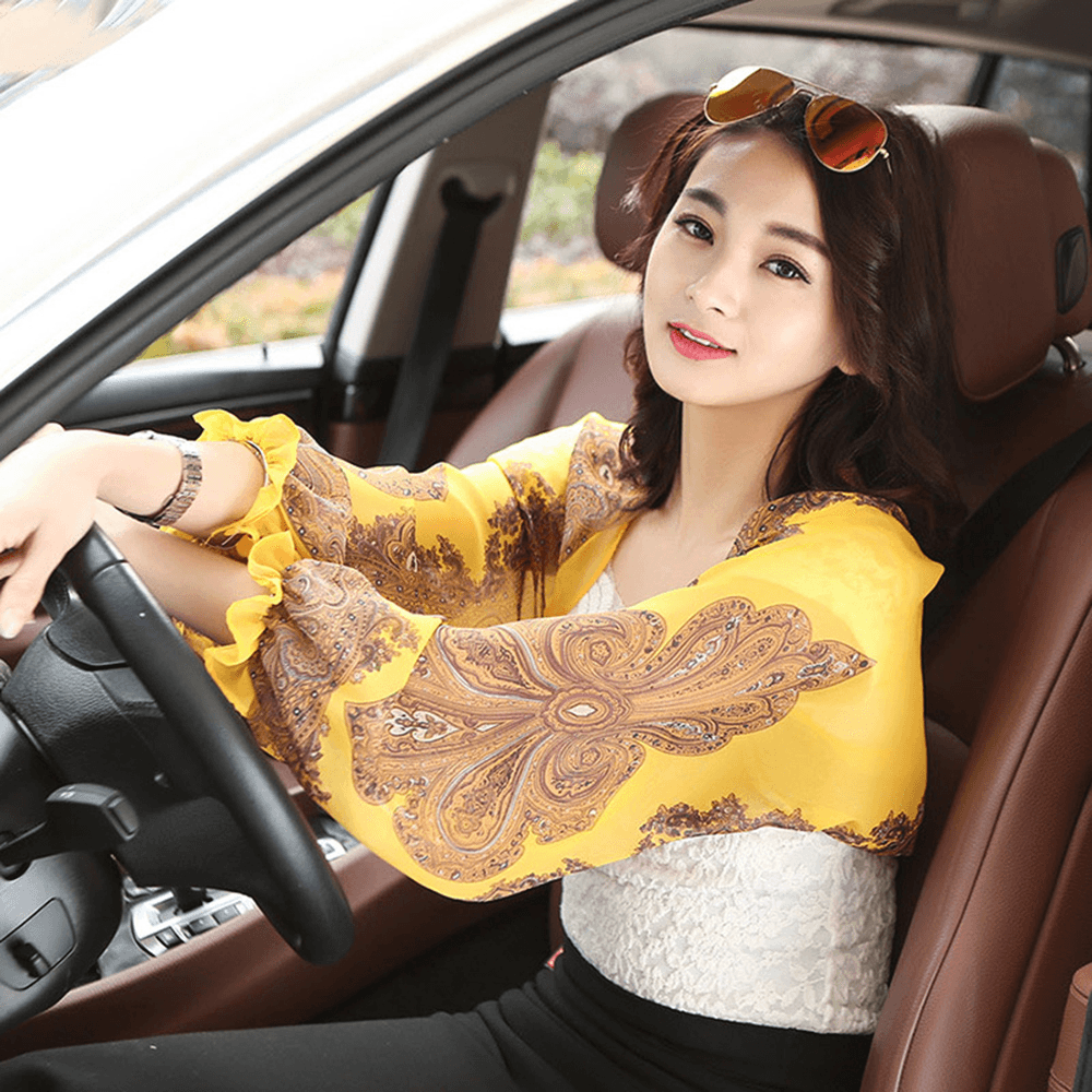 Women Chiffon Driving Sunscreen Long Arm Sleeves - MRSLM