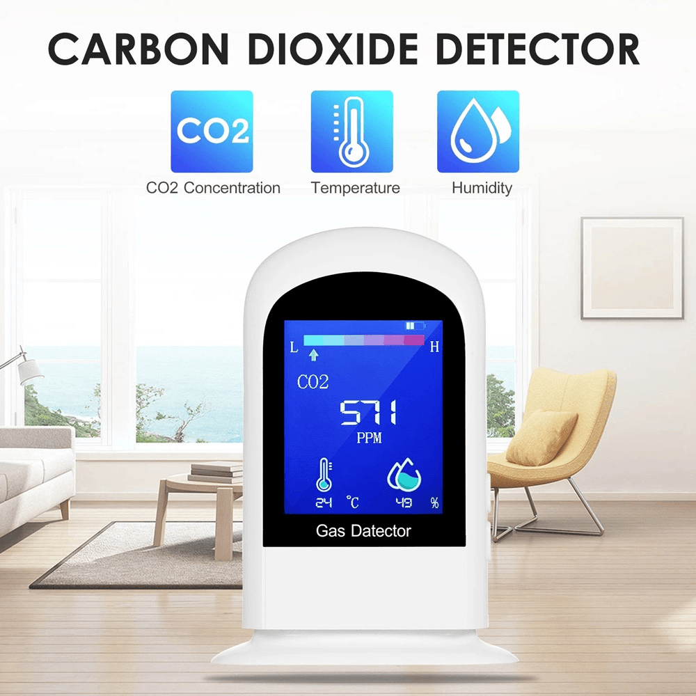 Rechargeable Carbon Dioxide Detector Portable LCD Digital CO2 Meter Carbon Dioxide Tester Temperature & Humidity Meter Co2/Rh/Temp. 3-In-1 Air Quality Detector - MRSLM