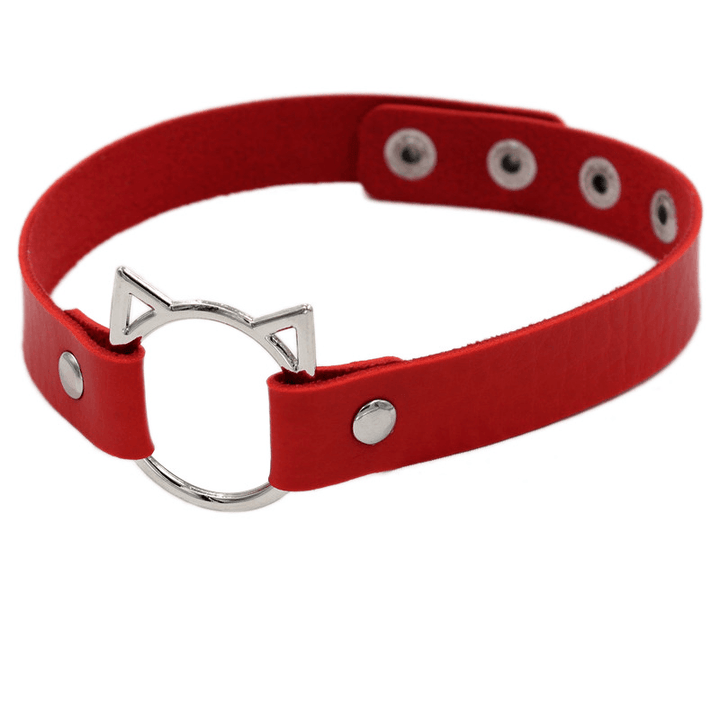 Punk Soft Girl Leather Collar Women'S Neck with Net Red Clavicle Chain - MRSLM