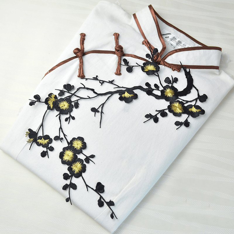 Plum Blossom Flower Applique Clothing Embroidery Patch Fabric Sticker Iron on Patch Sewing Repair - MRSLM
