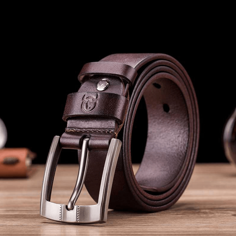 BULLCAPTAIN Genuine Leather Ointment Leather Business Casual Pin Buckle Belt Leather Belt for Men - MRSLM
