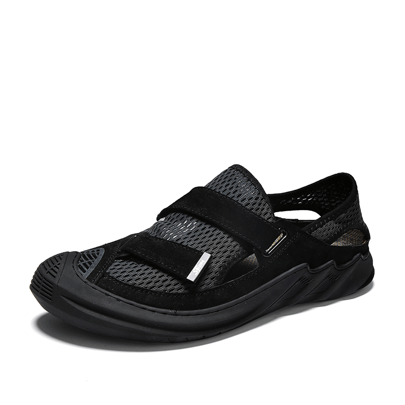 Men Hook&Loop Breathable Mesh Slip Resistant Casual Flats Shoes - MRSLM