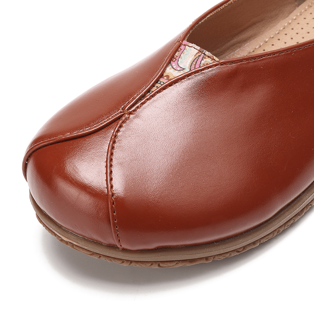 Women Splicing Pattern Slip Resistant Casual Flat Loafers - MRSLM