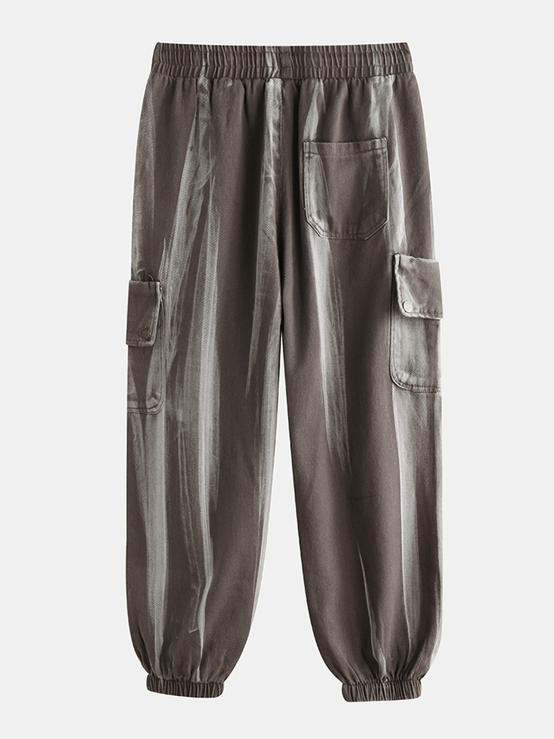 Mens Fashion Multi Pockets Elastic Waist Casual Straight Pants - MRSLM