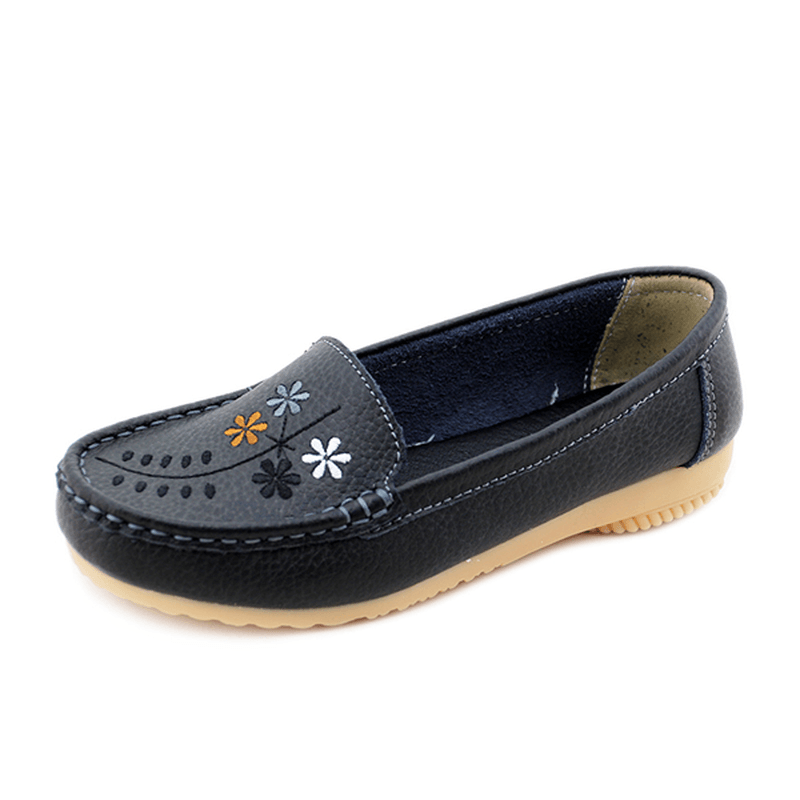 Flower Embroidery Casual Slip on Flat Shoes - MRSLM