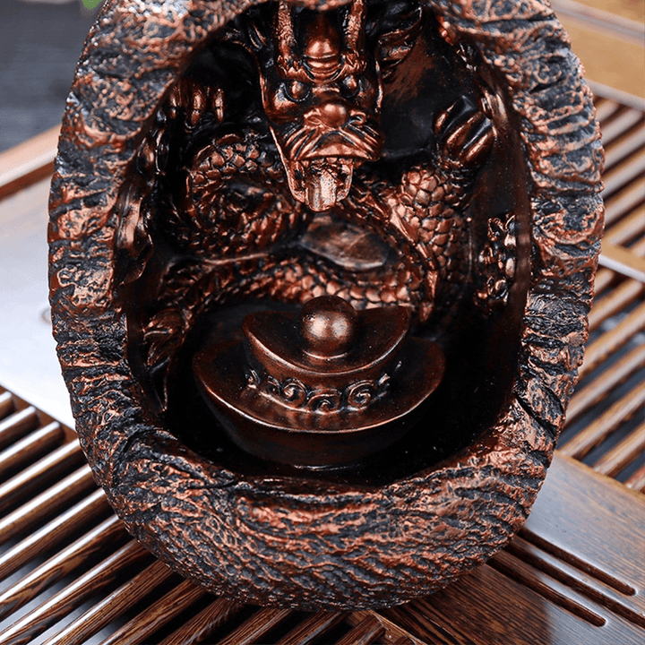 Dragon Backflow Burner Cone Incense Holder Resin Censer Buddhist Ceramic Smoke Burner Holder Buddhist Gift Home Decorations with 1Bag Cones - MRSLM