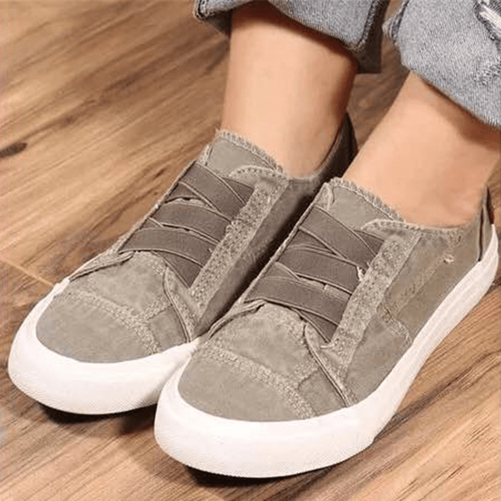 Women plus Size Elastic Band Slip on Solid Color Casual Daily Flats - MRSLM