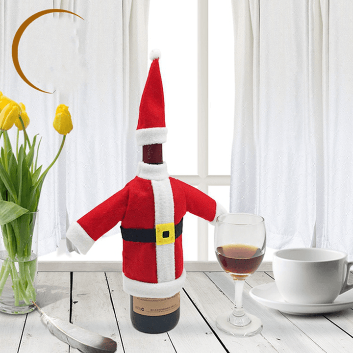 Xmas Santa Claus Red Wine Bottle Cover Wrap Christmas Party Table Dinner Decor Cover Bags Home Party - MRSLM