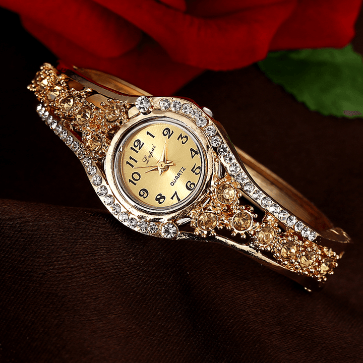 LVPAI XR1959 Fashionable Ladies Bracelet Watch Rhinestone Clock Quartz Watch - MRSLM