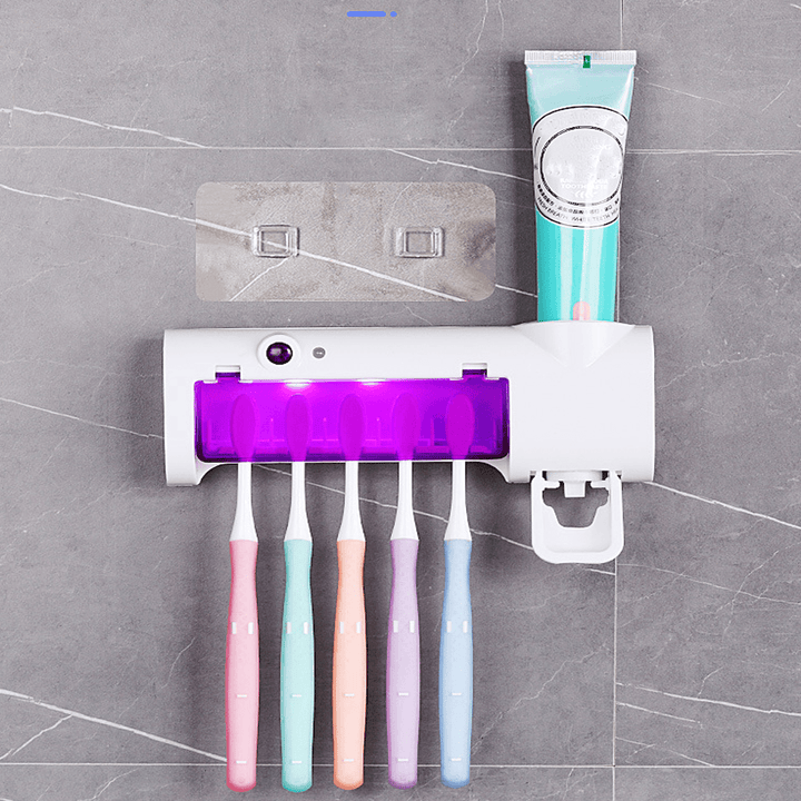 UV Light Toothbrush Sterilizer Dustproof Toothbrush Wall Mount Rack - MRSLM