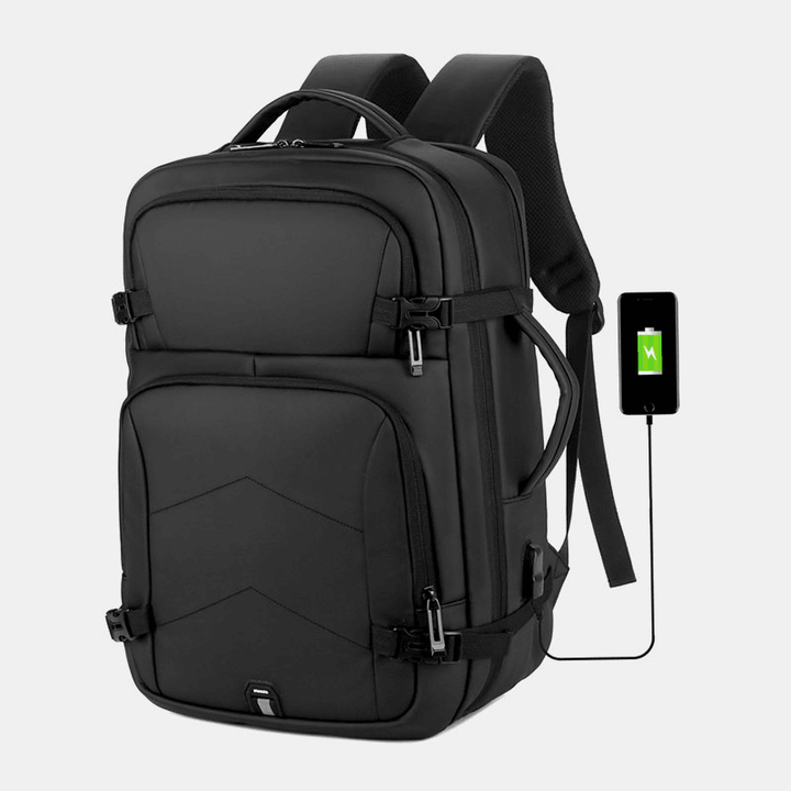 Men Nylon Large Capacity 14 Inch Laptop Bag Multi-Layers Business Casual Travel Backpack with USB Charging - MRSLM