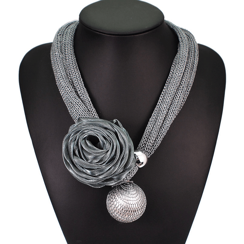 Large Imitation Pearl Pendant Necklace Lace Necklace - MRSLM