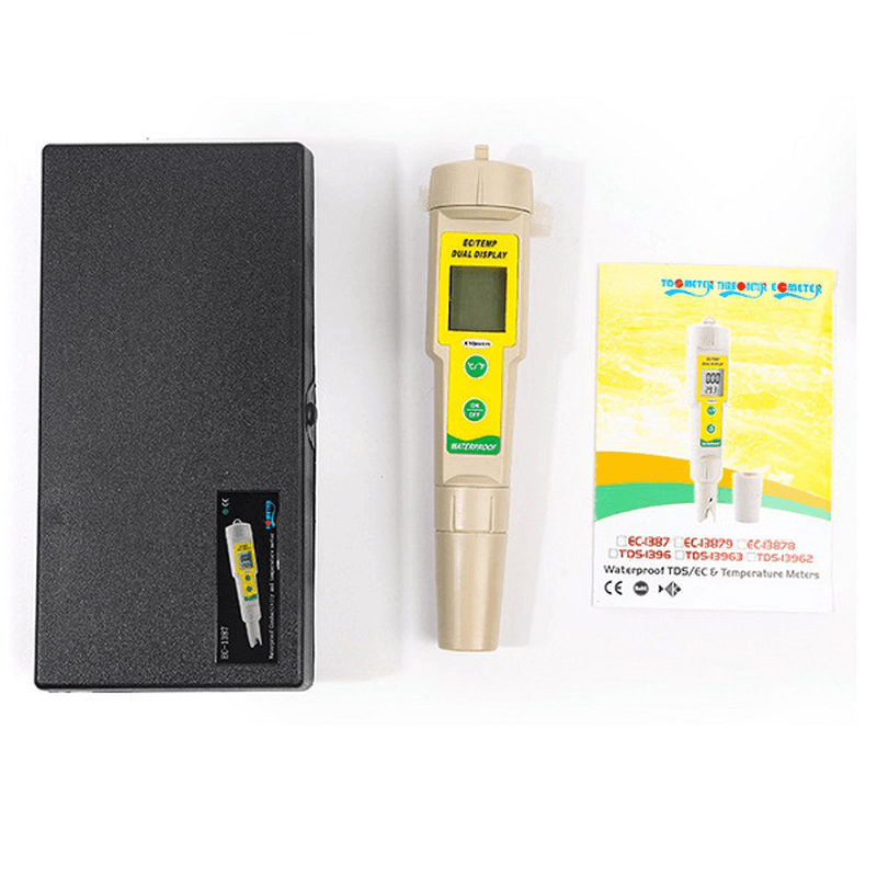 Digital EC Meter Conductivity Pen Tester Water Quality Hardness Temperature Waterproof Tester - MRSLM