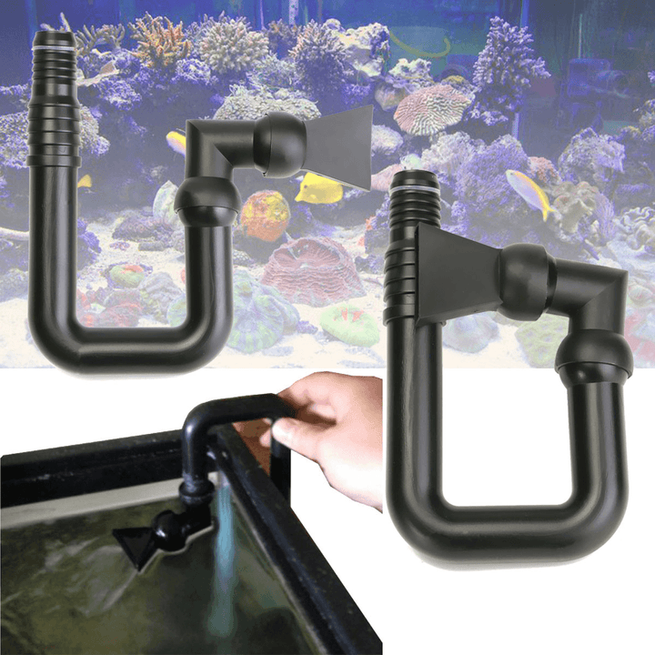 Black Aquarium Multi Angle Outflow Water Pipe with Duck Bill Hose for Sump Tank Fish - MRSLM