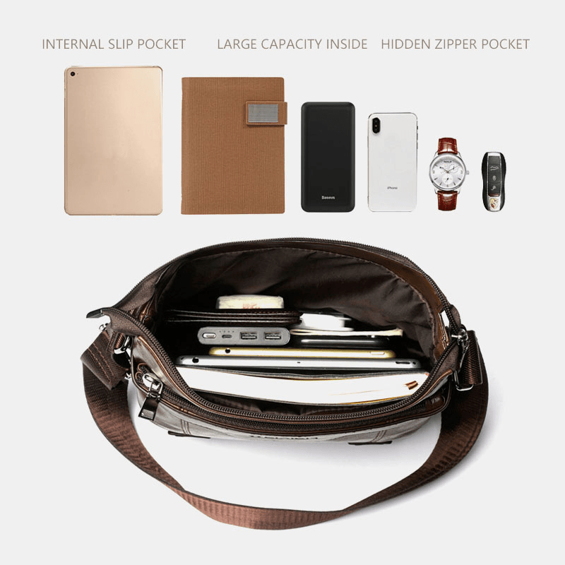 Men Large Capacity Multi-Pocket Crossbody Bags Casual Wear-Resistant 6.5 Inch Phone Bag Messenger Bag Shoulder Bag - MRSLM