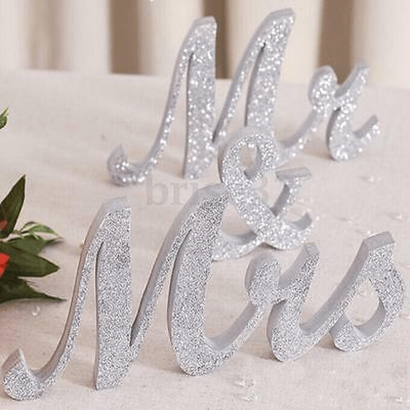 Mr & Mrs Shining Free Standing Letter Sign Table Large Wooden Wedding Decorations - MRSLM