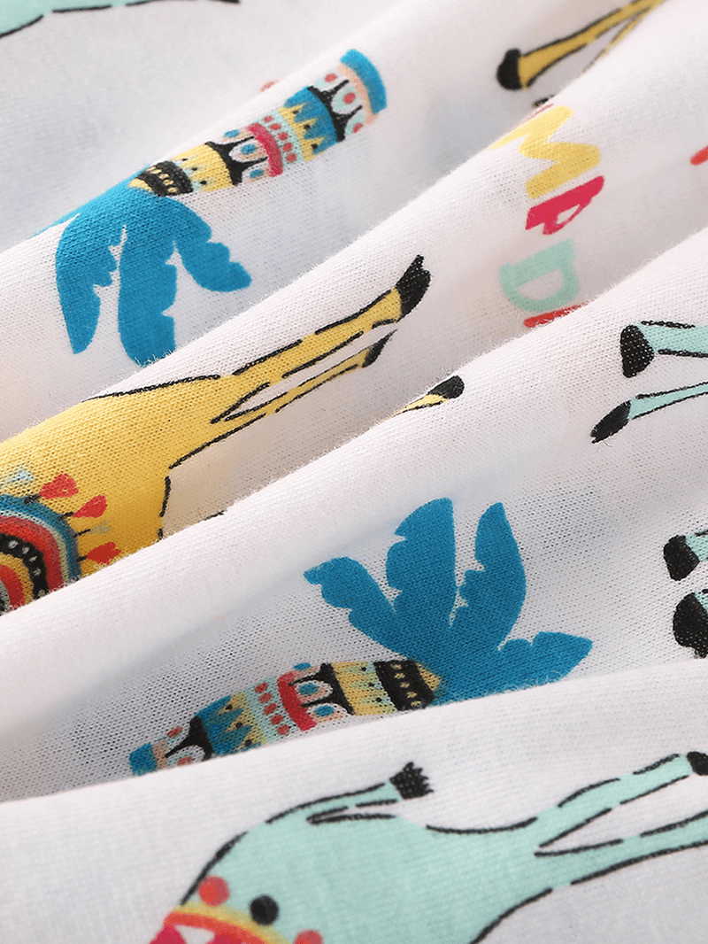 Plus Size Women Funny Cartoon Animal Alpaca Print Short Sleeve Softies Home Pajama Set - MRSLM