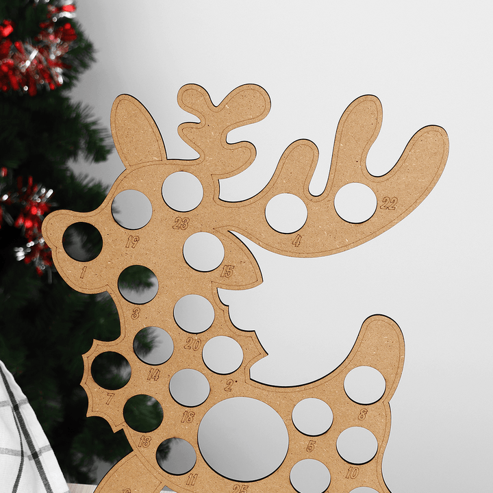 Wooden Christmas Advent Calendar Christmas Elk Decoration Fits 25 Circular Chocolates Candy Stand Rack - MRSLM