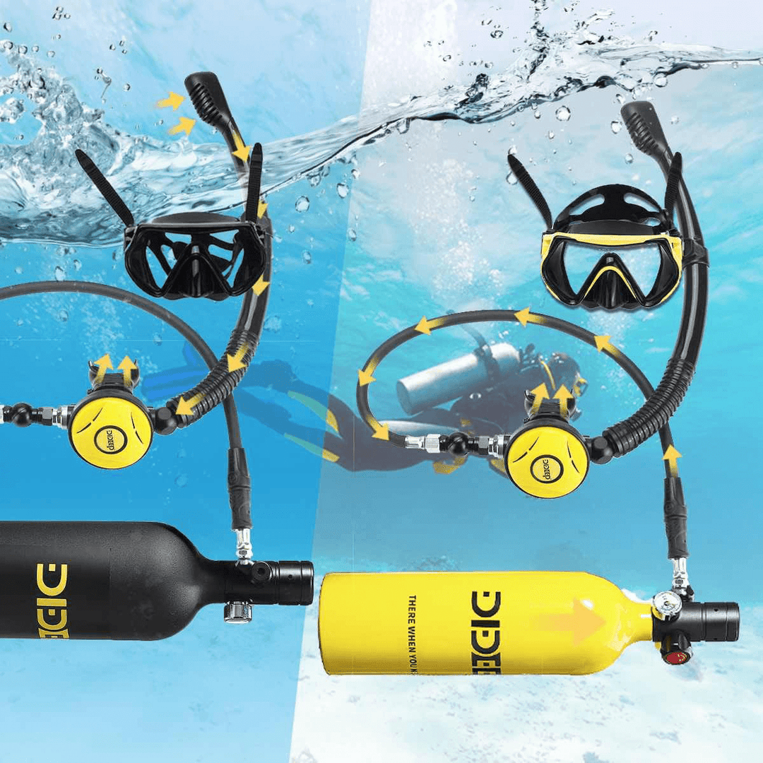 DIDEEP X4000Plus 1L Scuba Diving Cylinder Set Mini Oxygen Tank Respirator Snorkel Tube Anti-Fog Diving Goggles Diving Equipment - MRSLM