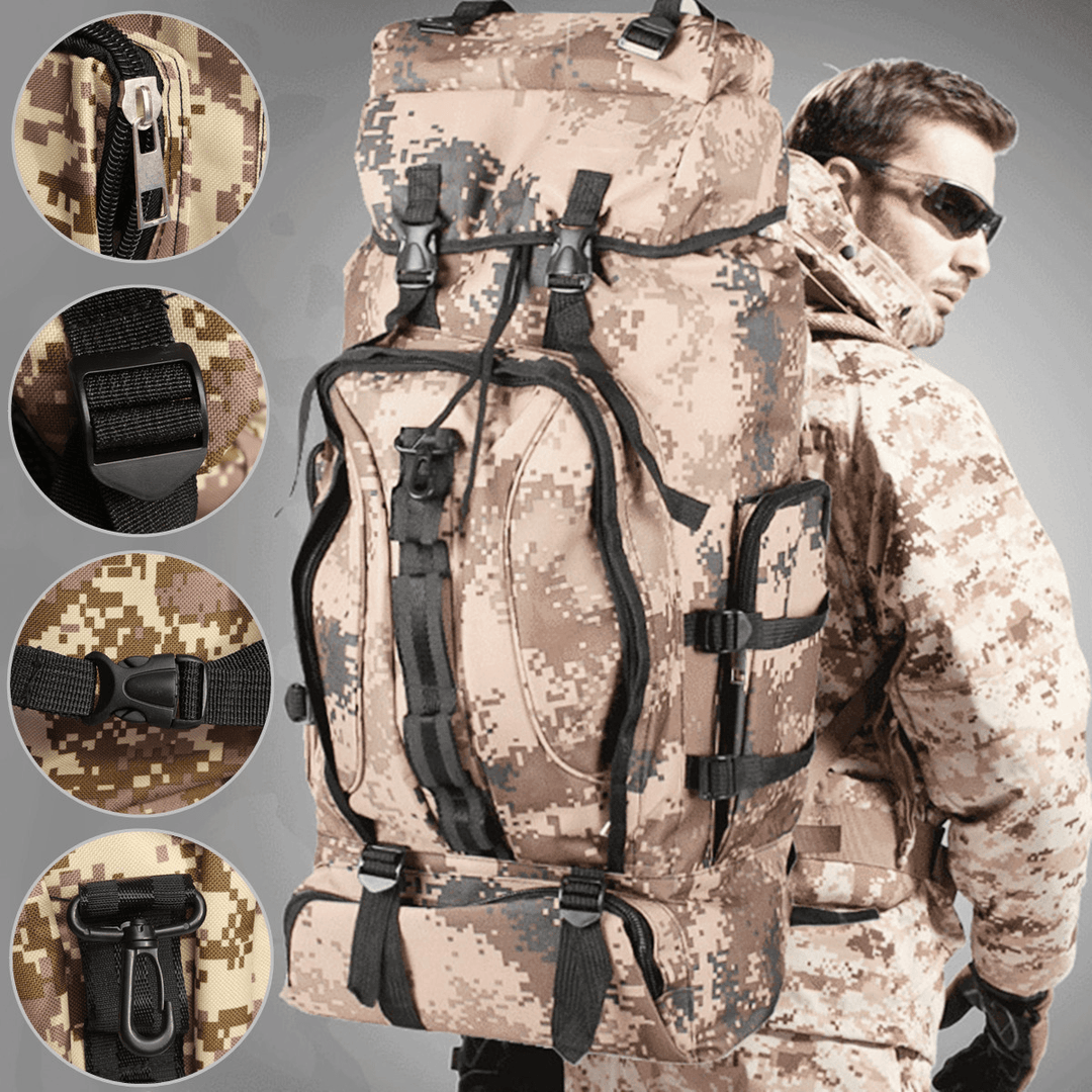 80L Outdoor Tactical Bag Climbing Backpack Waterproof Sports Travel Hiking Camping Rucksack - MRSLM