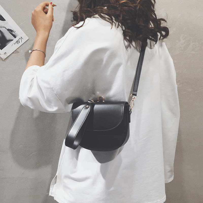 Women Irregular Shape Solid Saddle Bag Satchel Shoulder Bag - MRSLM