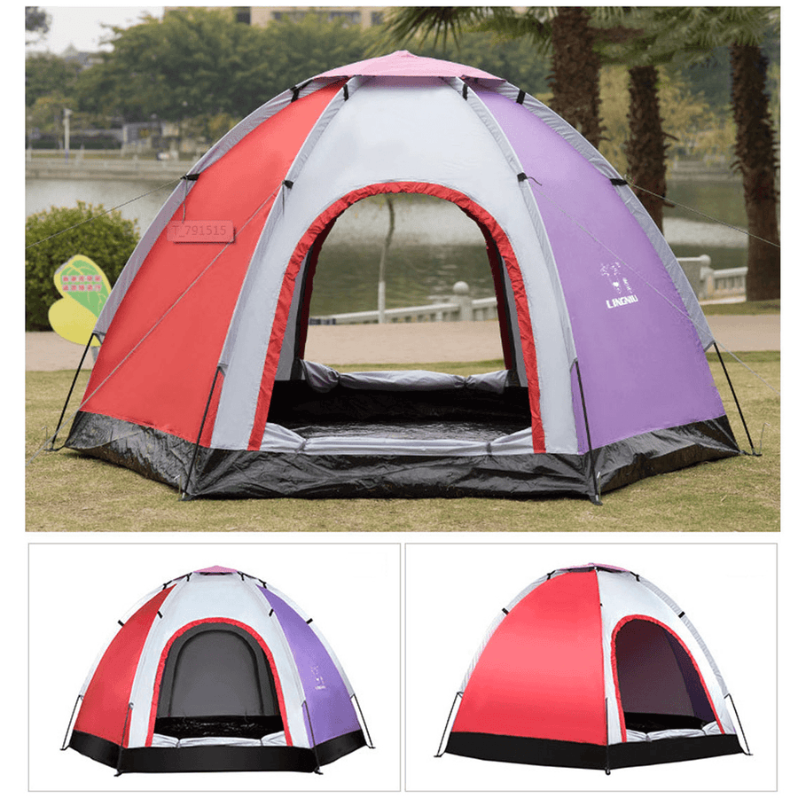Outdoor 5-6 People Pop-Up Camping Tent Waterproof UV Proof Beach Sunshade Shelter - MRSLM