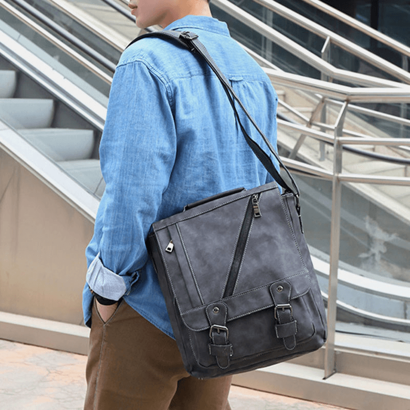 Men PU Leather Large Capacity Vintage Casual Waterproof Breathable Crossbody Bags Shoulder Bags Handbag - MRSLM