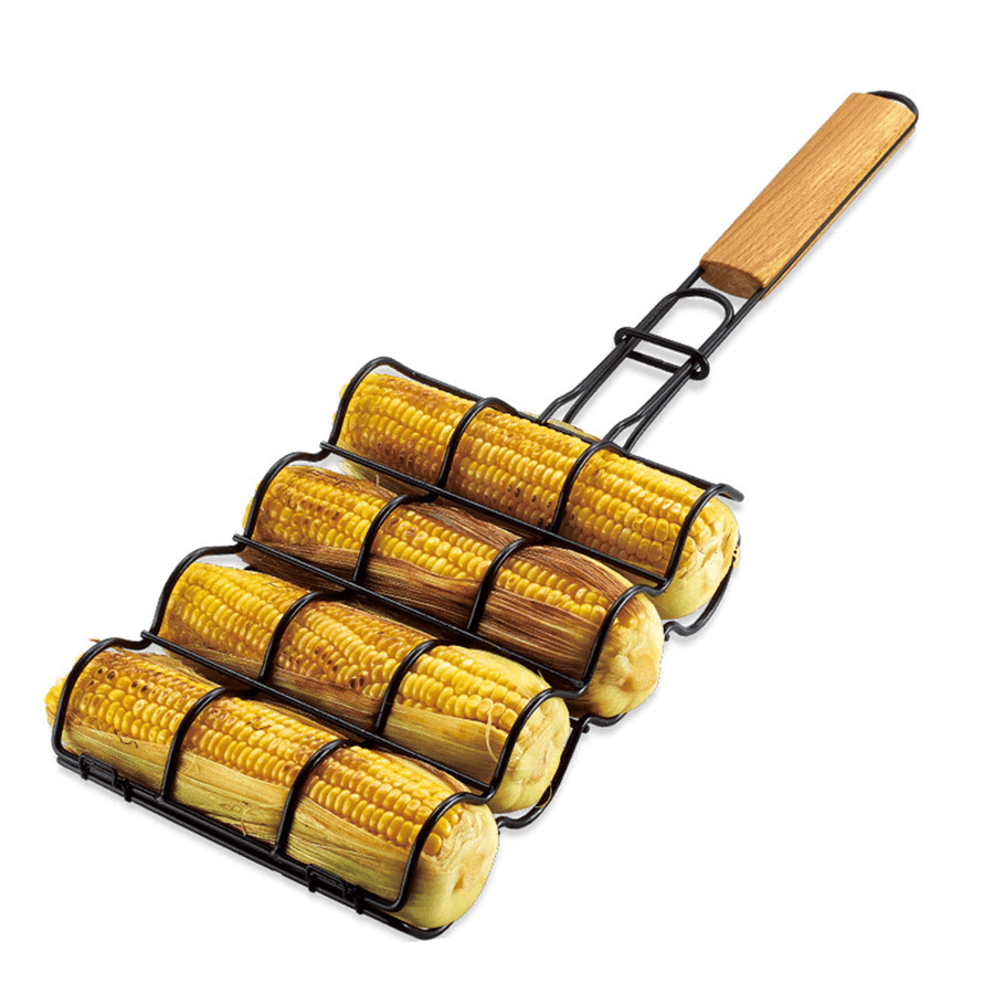 BOLEEFUN Non-Stick Corn Grilling Basket Metal Mesh Adjustable Maize Handle Grill Rack for Barbecue Tools - MRSLM