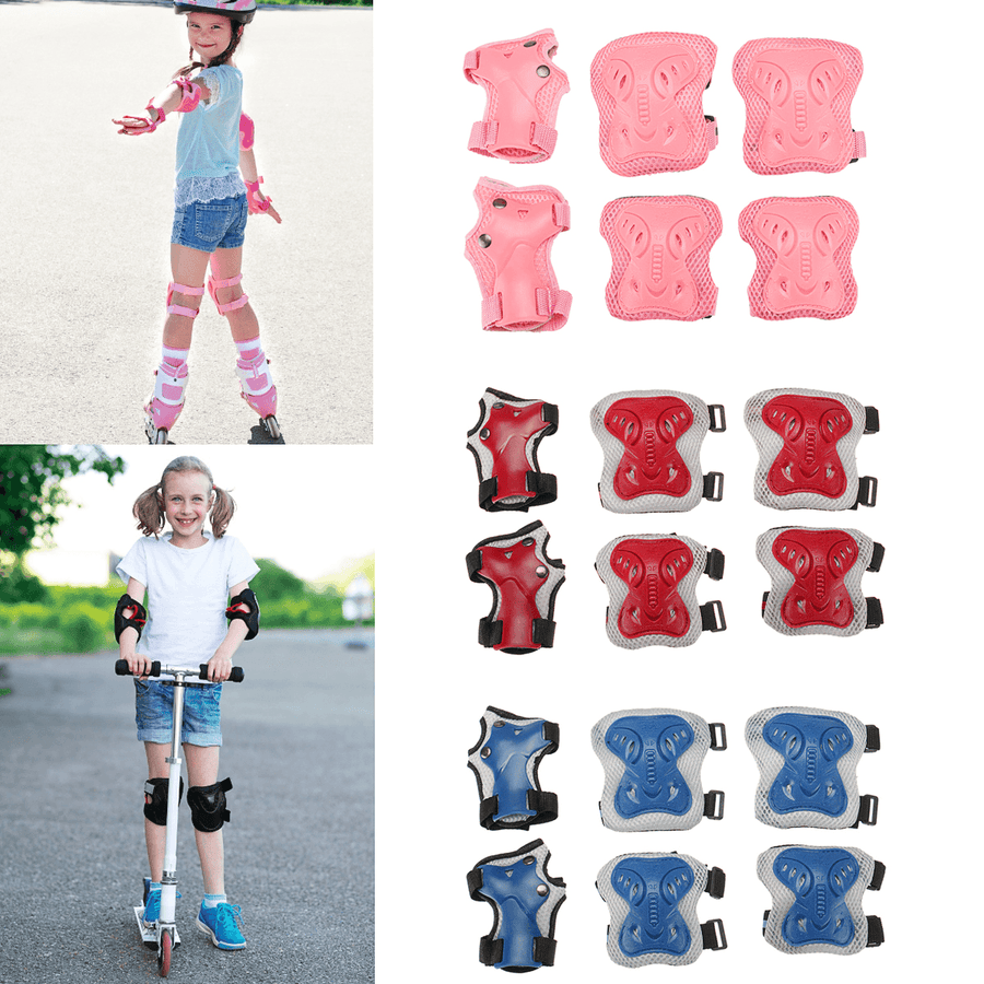 6PCS/ Set Adult Children Knee/Elbow/Wrist Pads Protective Gears for Skateboard Bicycle Ice Inline Roller Skate Protector Kids Scooter - MRSLM