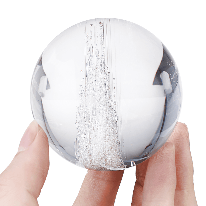 Melting Stone Sphere Quartz 60Mm Clear Crystals Ball Healing Rock Decor + Stand - MRSLM