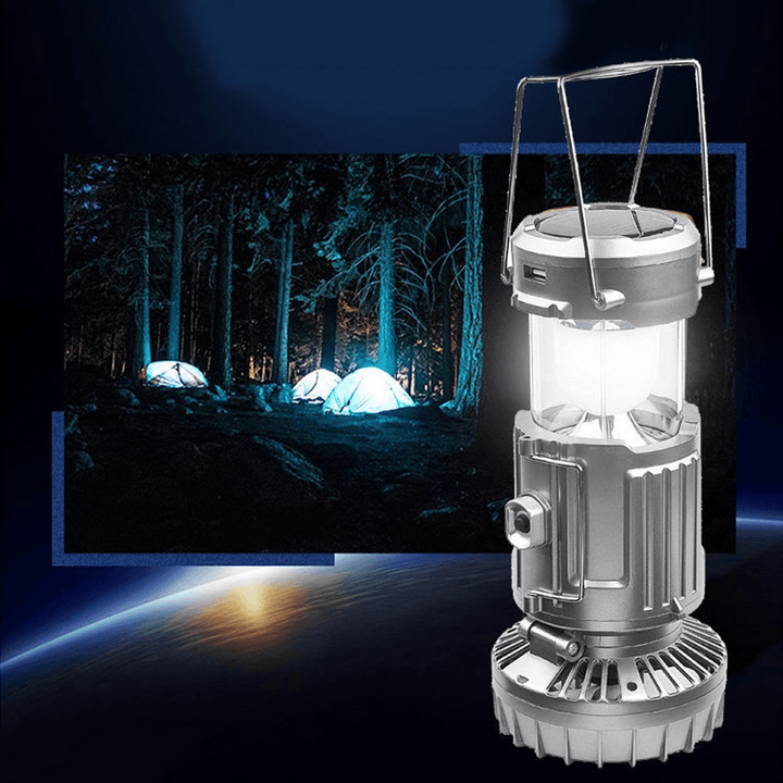 Ipree® 2-In-1 Solar Camping Light Portable Hanging Tent Lamp Rechargeable Cooling Fan Outdoor Camping Fishing Hiking - MRSLM