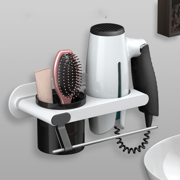 Hair Dryer Comb Holder Wall Mounted Bathroom Organizer Rack Storage Accessories - MRSLM