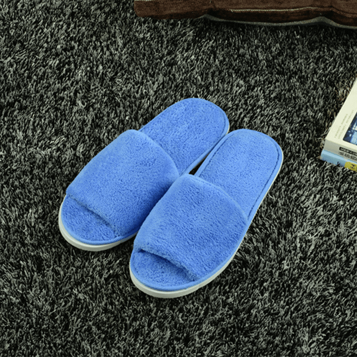 Women Suede Open Toe Hotel Disposable Slippers - MRSLM