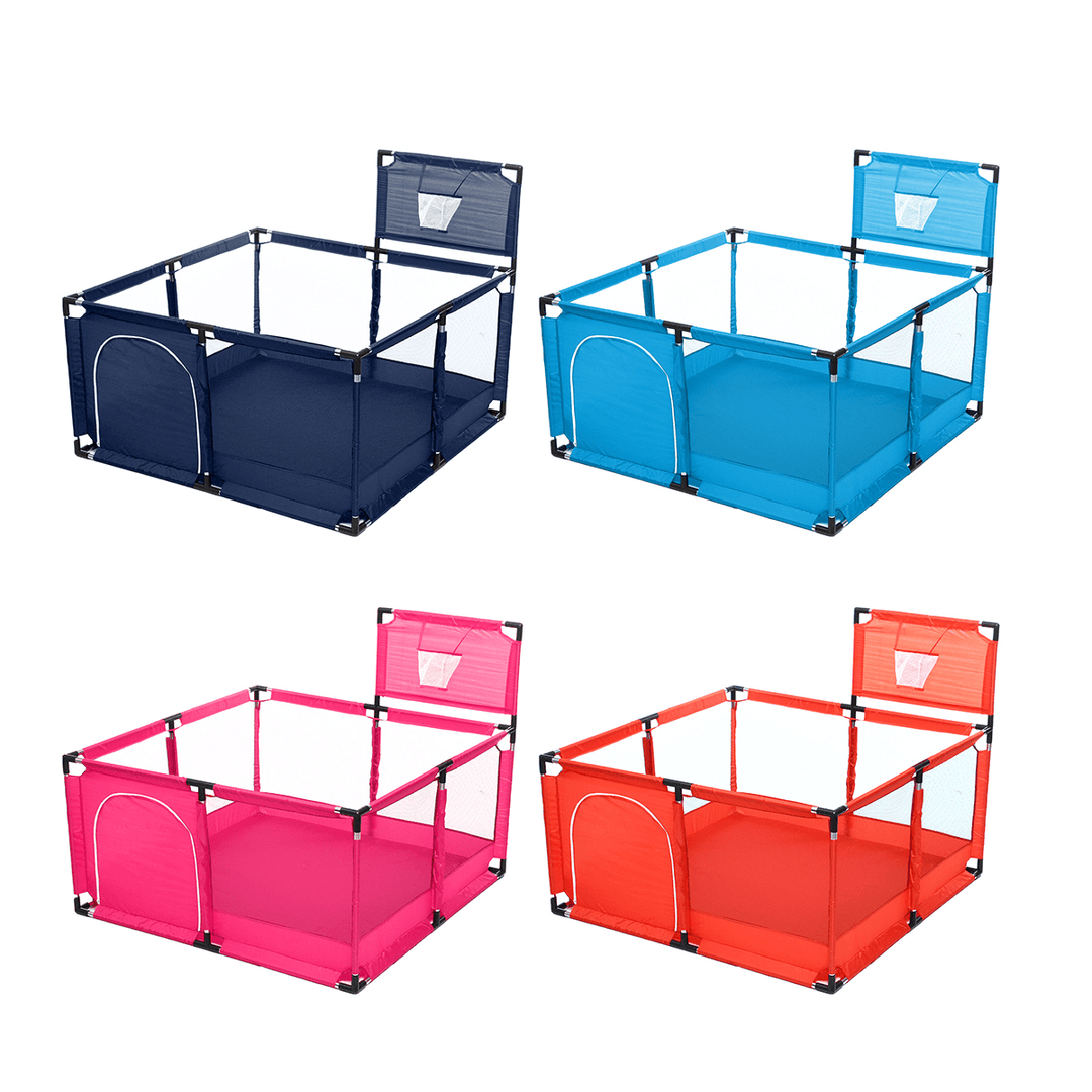 50X30'' Baby Playpen 4 Panel Kid Playhouse Play Center Yard Safety with Basketball Hoop - MRSLM